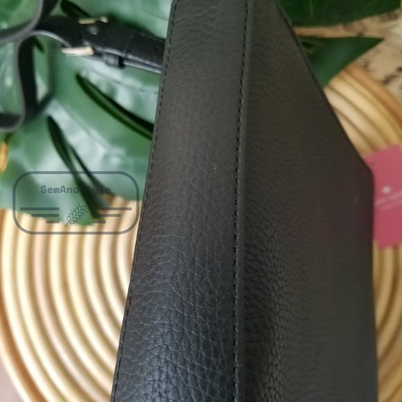 NWT New York Leila Leather Top Zip Crossbody color: black - Picture 2 of 15